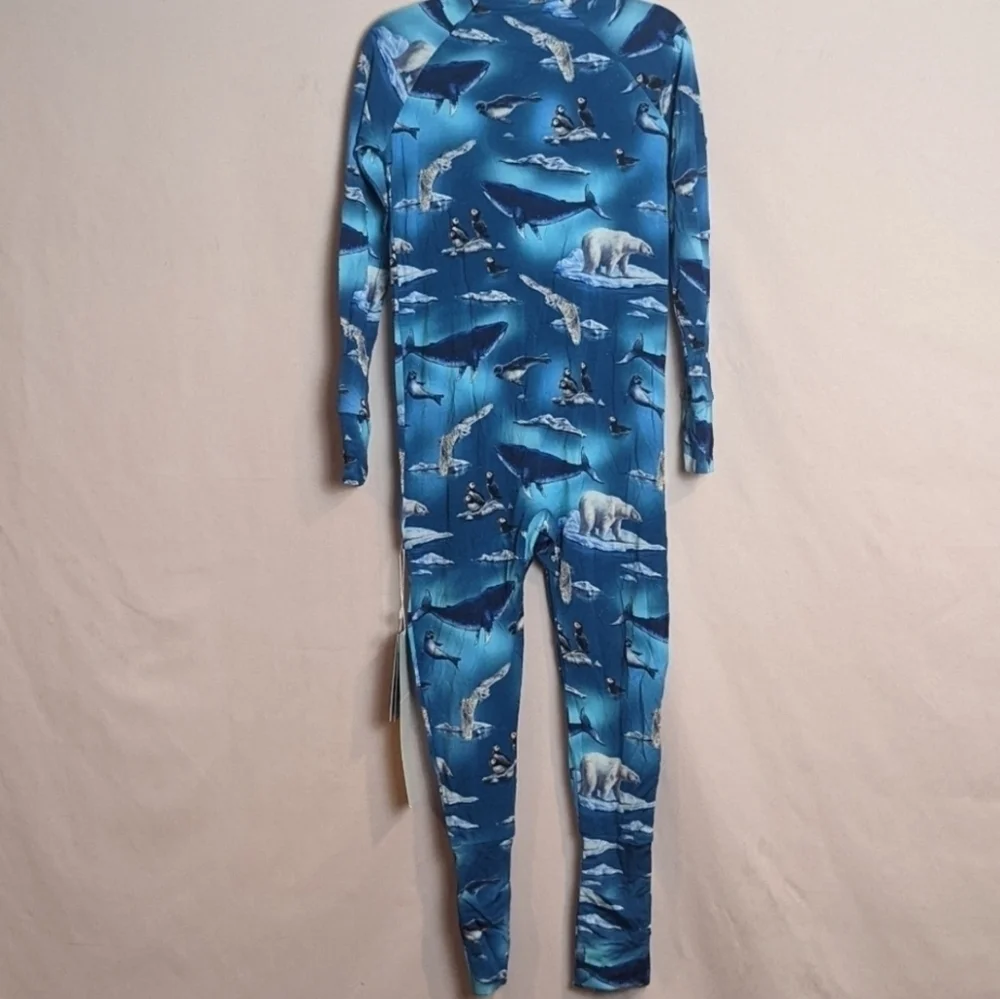 Hanlyn Blue Underwater Print One Piece Pajama Set size 4T